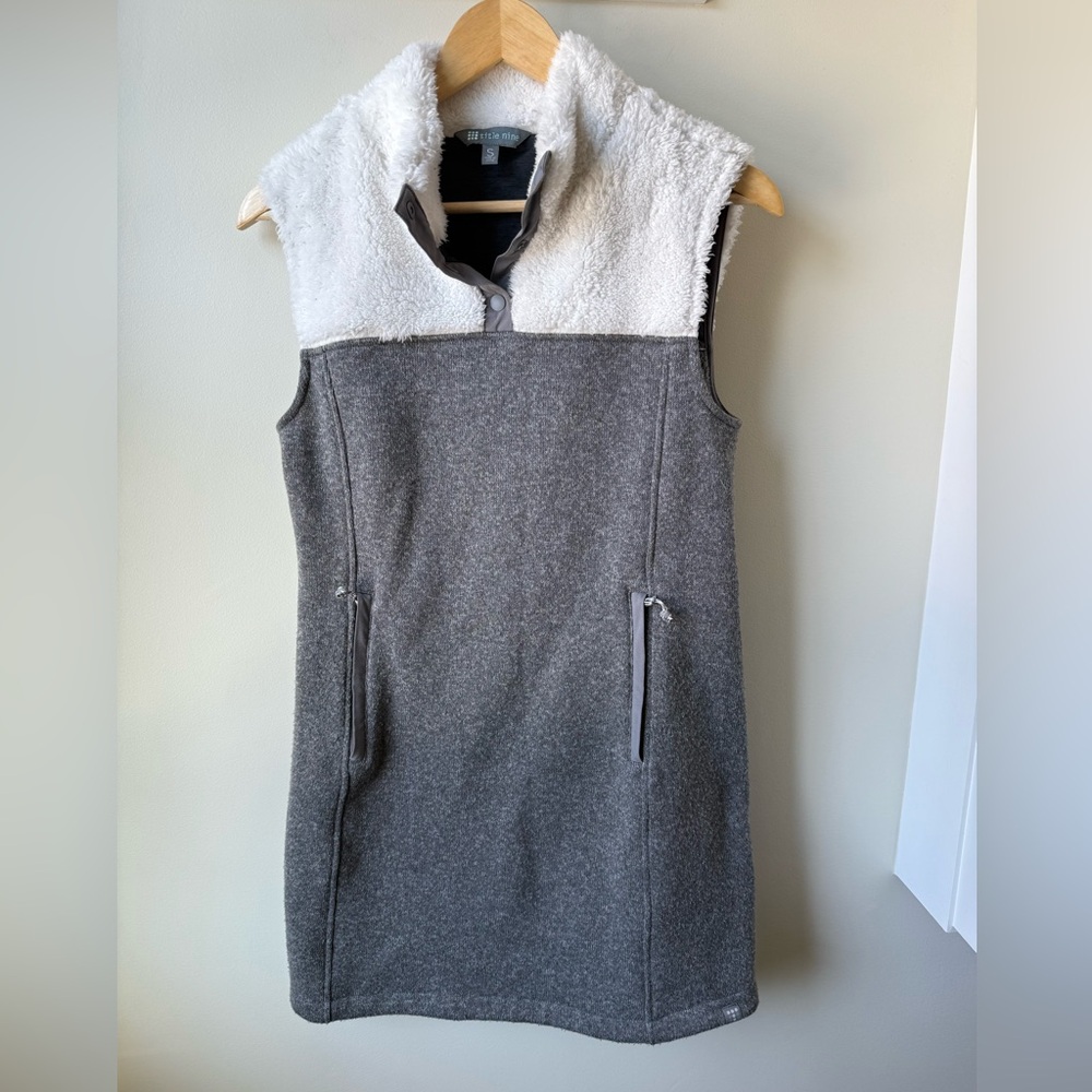 TITLE NINE Callitrix Dress Fleece Sherpa Vest Sweater Dress Hiking Layering S